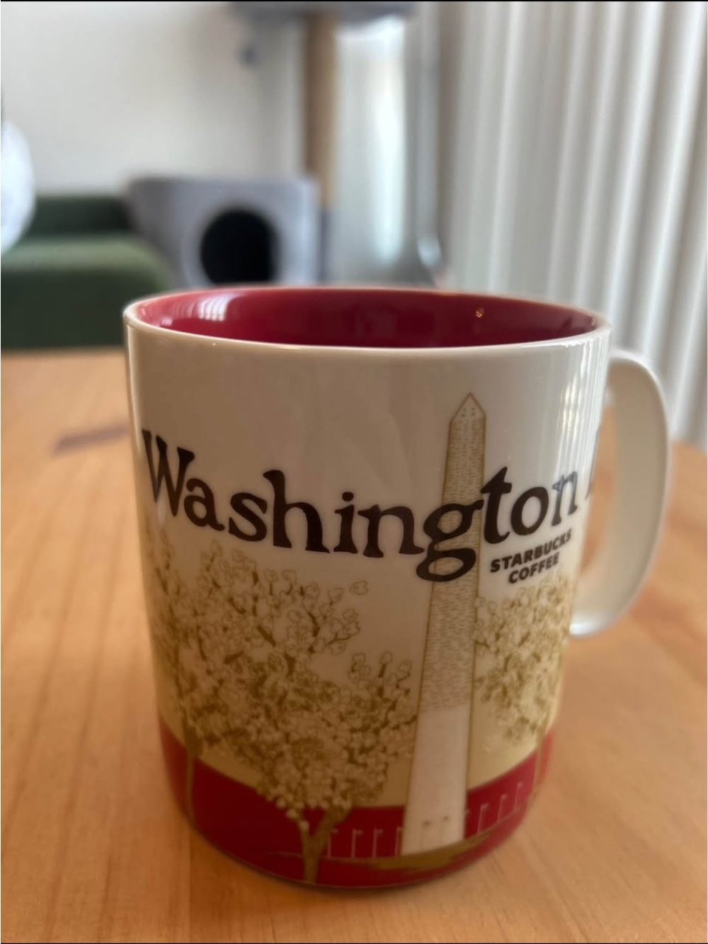 Starbucks Washington Ceramic Mug with Red Interior and Gold Artwork